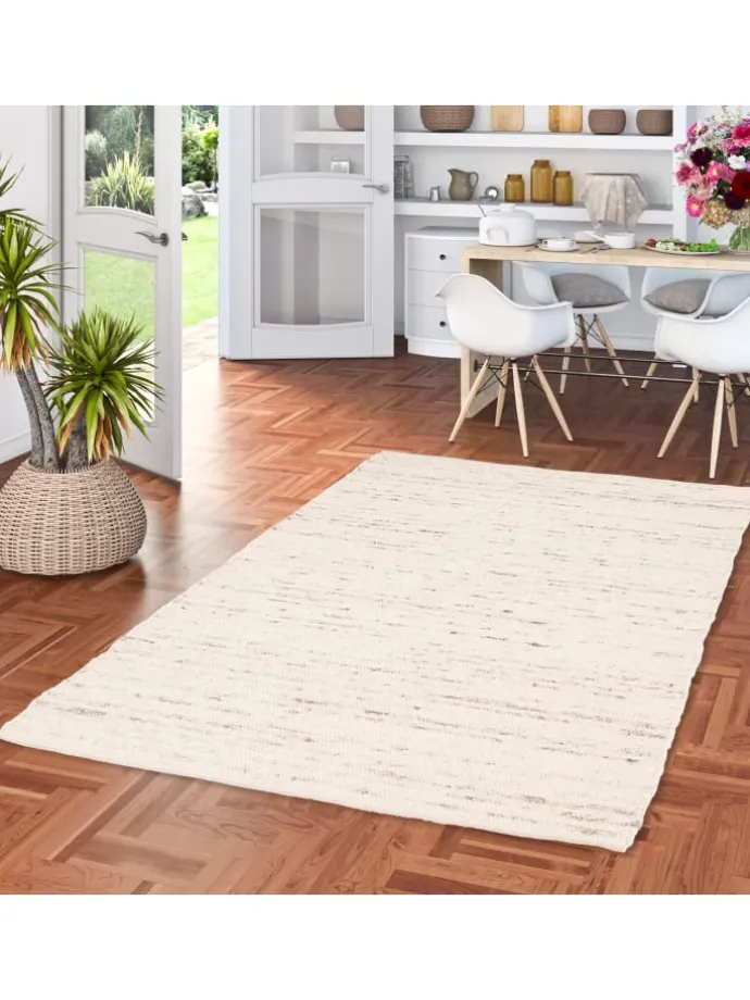 Natur Teppich Wolle Alaska Meliert in Grijs