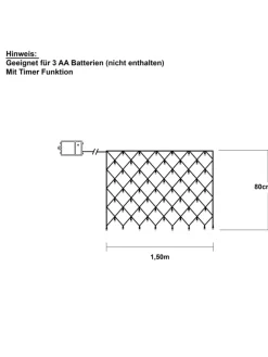 Netz LED-Lichterkette ,Akku, Batterie, warmweiß, outdoor, 80 LEDs, 15