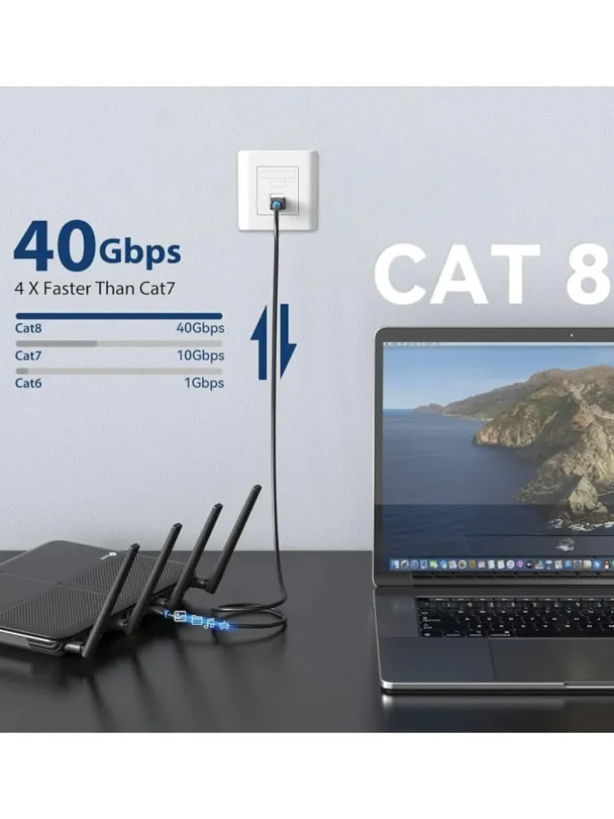 Netzwerkkabel CAT8 SFTP RJ45 Ethernet 40Gbps 8m Schwarz