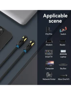 Netzwerkkabel CAT8 SFTP RJ45 Ethernet 40Gbps 8m Schwarz