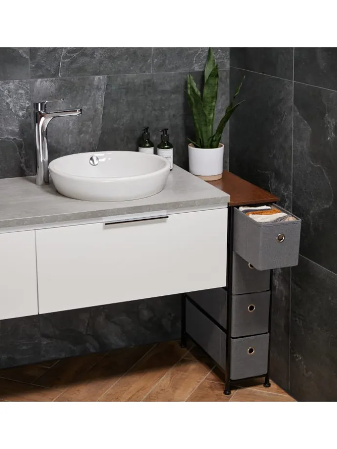 Nischenregal in Braun/ Grau - (B)20 x (H)76 x (T)48 cm