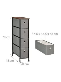 Nischenregal in Braun/ Grau - (B)20 x (H)76 x (T)48 cm