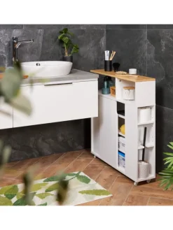 Nischenschrank in Weiß/ Natur - (B)17 x (H)79 x (T)75 cm