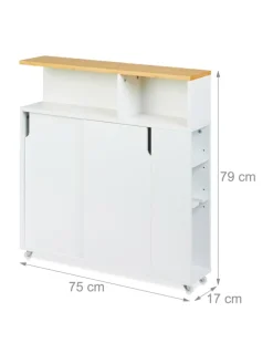 Nischenschrank in Weiß/ Natur - (B)17 x (H)79 x (T)75 cm