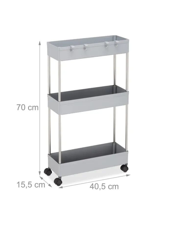 Nischenwagen in Grau - (B)15,5 x (H)70 x (T)40,5 cm
