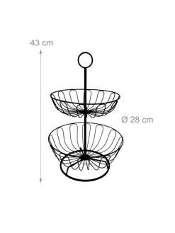 Obstkorb Etagere in Schwarz - 2 Etagen