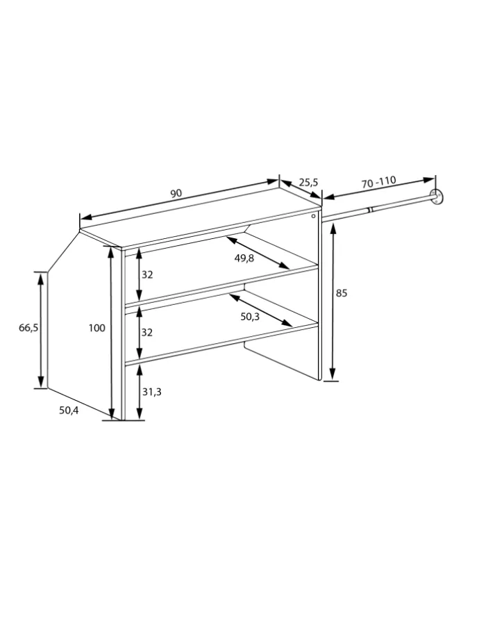 Offener Kleiderschrank Dachschrägen Regal Dacho l in Weiß