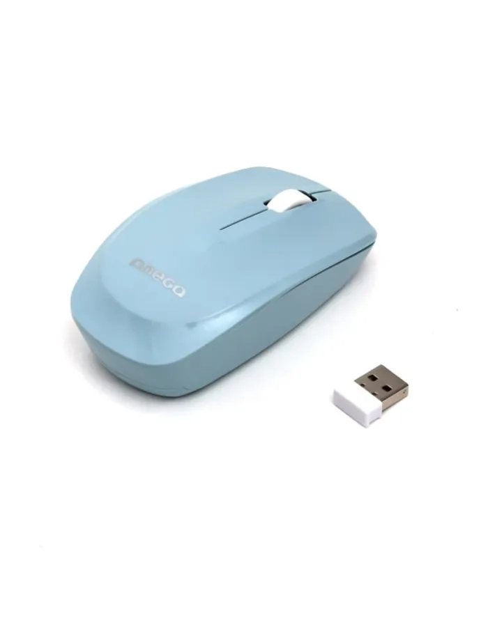 Omega OM229LB Kabellose Maus 1200 DPI, 24 GHz-Funk, USB-Empfänger in Hellblau