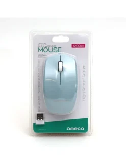 Omega OM229LB Kabellose Maus 1200 DPI, 24 GHz-Funk, USB-Empfänger in Hellblau