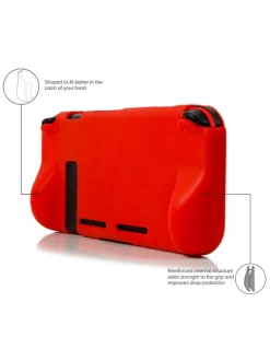 Orzly Schutzhülle aus stoßfestem TPU kompatibel mit Nintendo in Rot