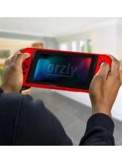Orzly Schutzhülle aus stoßfestem TPU kompatibel mit Nintendo in Rot