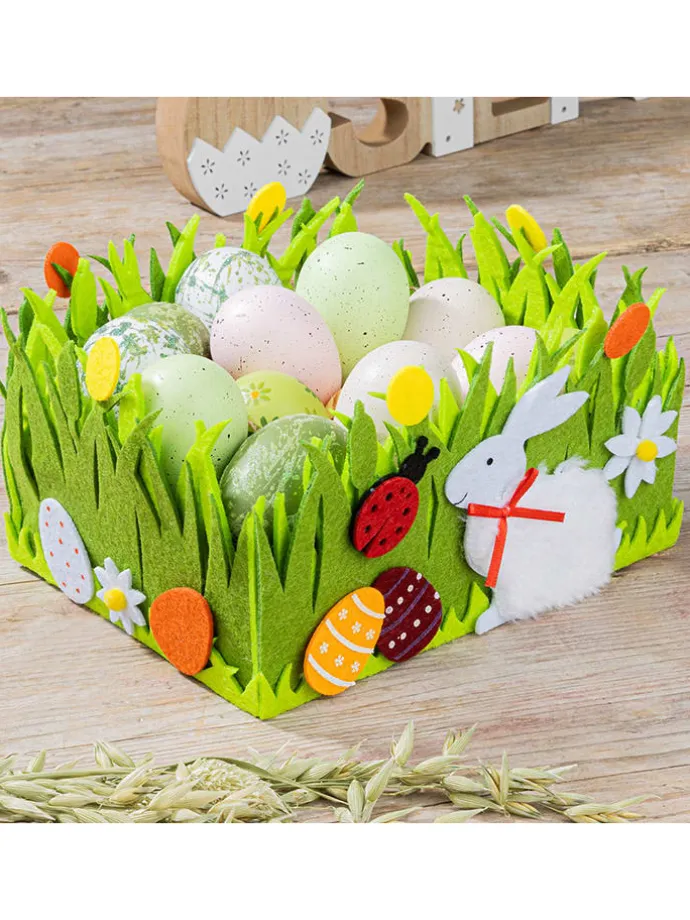 Osterkorb in Grün - (B)19 x (H)15 x (T)11 cm