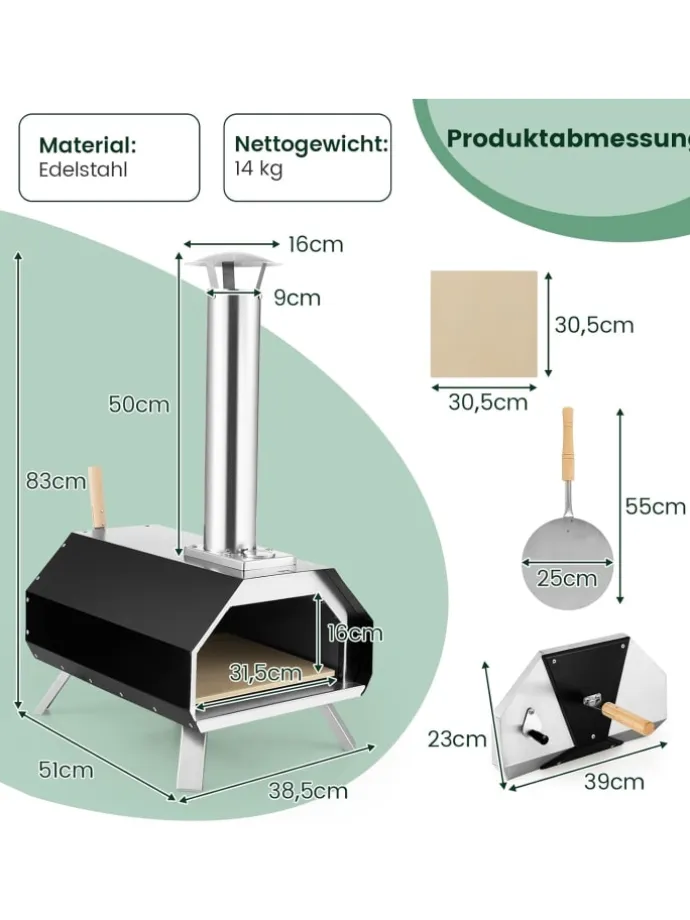 Outdoor Pizzaofen in Schwarz