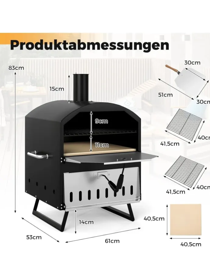 Outdoor Pizzaofen in Schwarz