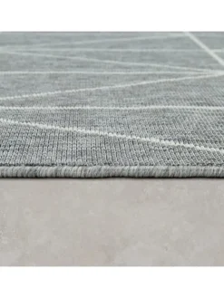Outdoor Teppich Geometrisch Balkon, Terrasse schmutzabweisend in Grau