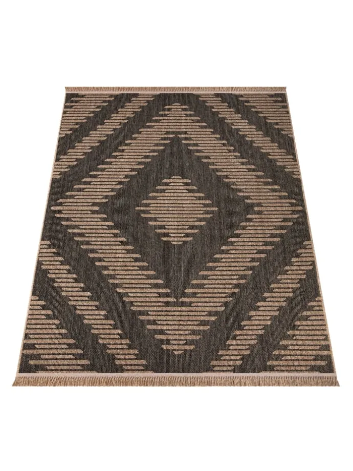 Outdoor Teppich Natur Balkon, Terrasse in Anthrazit