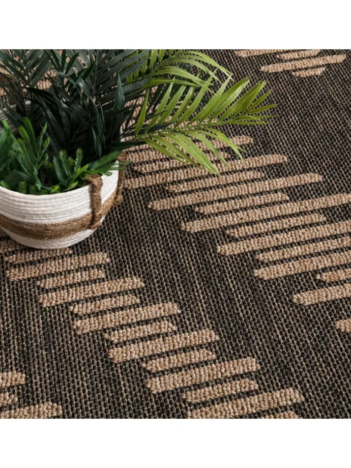 Outdoor Teppich Natur Balkon, Terrasse in Anthrazit