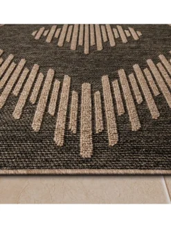 Outdoor Teppich Natur Balkon, Terrasse in Anthrazit