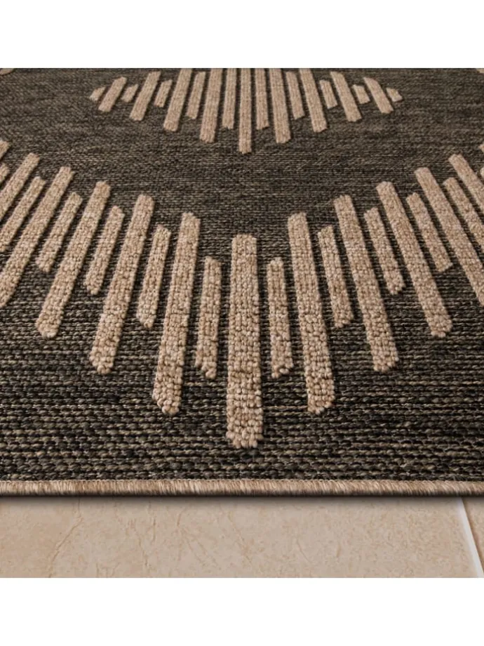 Outdoor Teppich Natur Balkon, Terrasse in Anthrazit