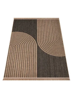 Outdoor Teppich Natur Balkon, Terrasse in Anthrazit