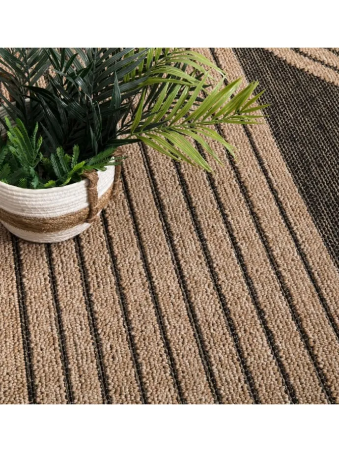 Outdoor Teppich Natur Balkon, Terrasse in Anthrazit