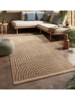 Outdoor Teppich Natur Balkon, Terrasse in Beige