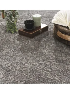 Outdoor Teppich Natur Balkon, Terrasse in Anthrazit