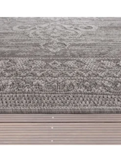 Outdoor Teppich Natur Balkon, Terrasse in Anthrazit