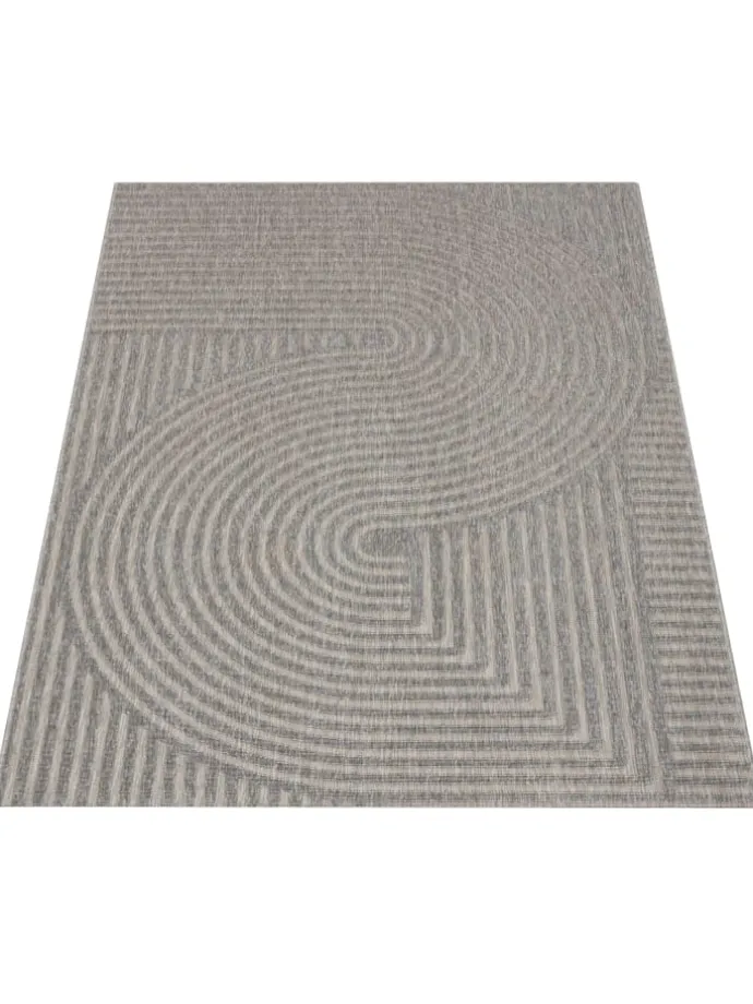 Outdoor Teppich Unifarben Spiral Balkon, Terrasse schmutzabweisend in Grau