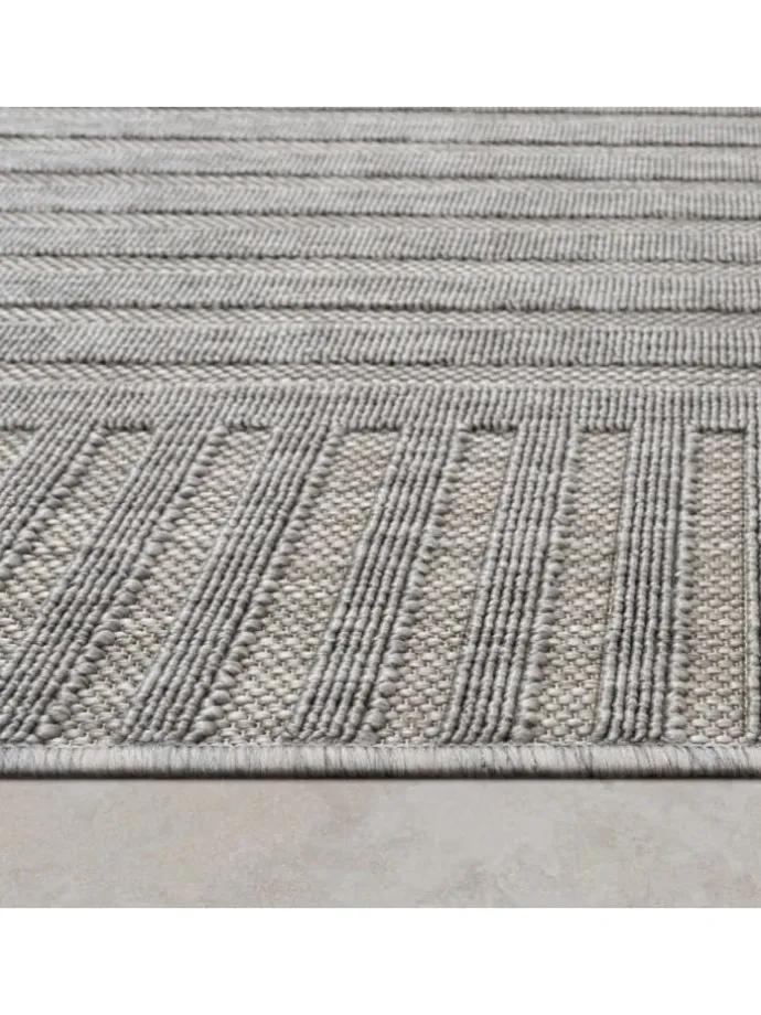 Outdoor Teppich Unifarben Spiral Balkon, Terrasse schmutzabweisend in Grau