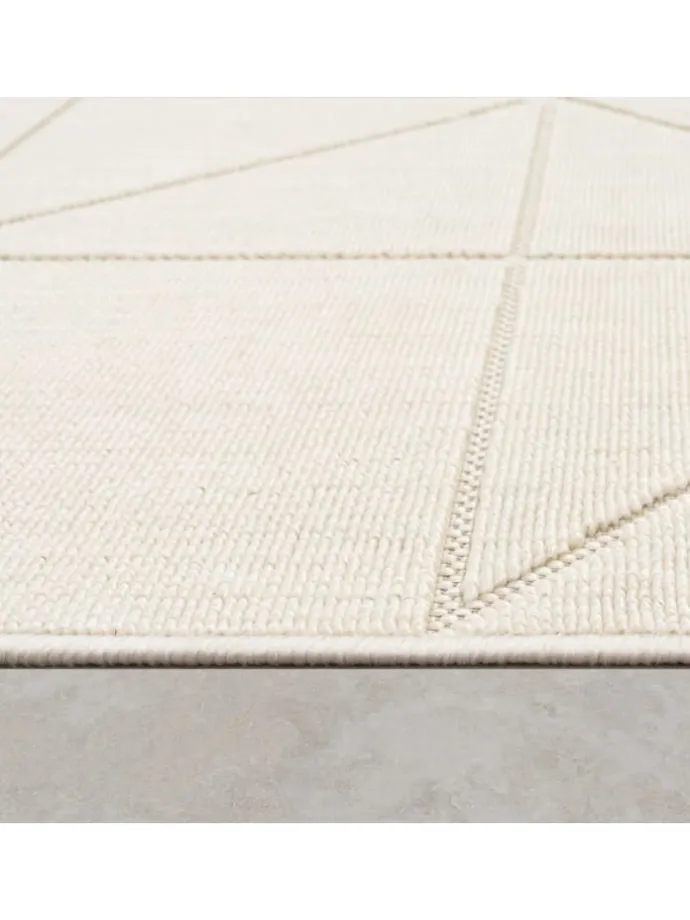 Outdoor Teppich Unifarben Geometrisch Balkon, Terrasse in Creme