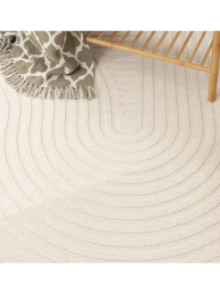 Outdoor Teppich Unifarben Spiral Balkon, Terrasse schmutzabweisend in Creme