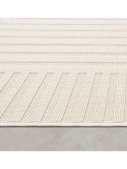 Outdoor Teppich Unifarben Spiral Balkon, Terrasse schmutzabweisend in Creme