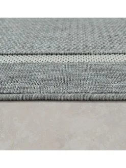 Outdoor Teppich Unifarben Bordüre Balkon, Terrasse schmutzabweisend in Grau