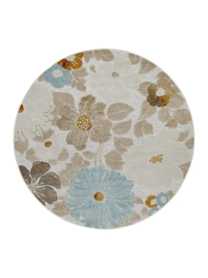 Outdoorteppich Beach Flower in beige, hellblau, gelb