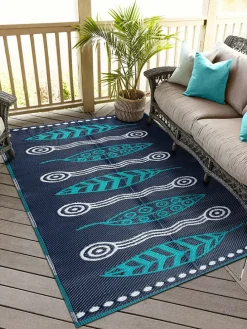 Outdoor-Teppich in Dunkelblau/ Türkis