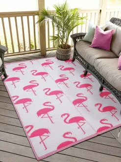 Outdoor-Teppich in Pink/ Weiß