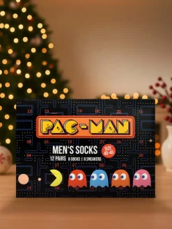 Pac-Man Socken Adventskalender mit 12 Paar Socken kurz und lang in Mehrfarbig