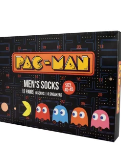 Pac-Man Socken Adventskalender mit 12 Paar Socken kurz und lang in Mehrfarbig