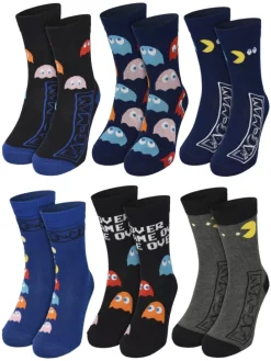 Pac-Man Socken Adventskalender mit 12 Paar Socken kurz und lang in Mehrfarbig