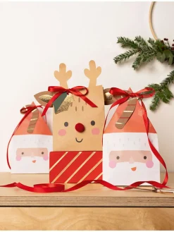 Papiertüten-Bastelset "Santa & Deer" in Beige/ Rot