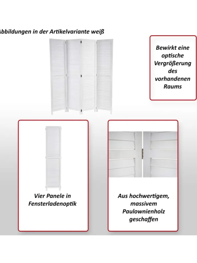 Paravant C30 im Shabby-Look, Weiß