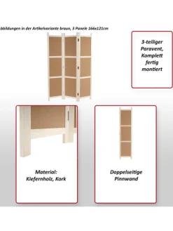 Paravant G52, Braun, 3 Panele 166x121cm