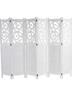 Paravant Izmir mit Ornamente, 170x241x2cm, weiß