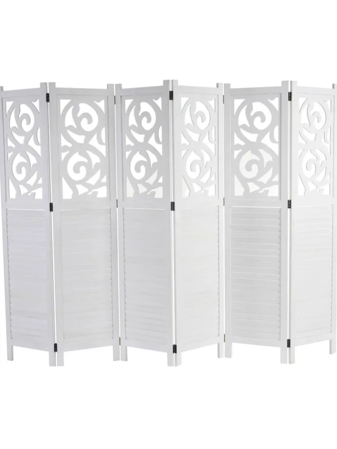 Paravant Izmir mit Ornamente, 170x241x2cm, weiß