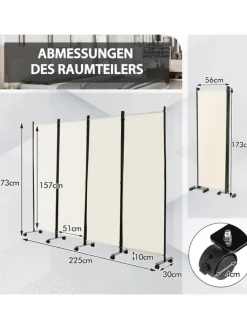 Paravent 4 tlg. 173 cm in Beige