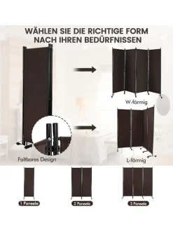 Paravent 4 tlg. 173 cm in Braun