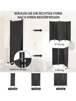 Paravent 4 tlg. 173 cm in Grau
