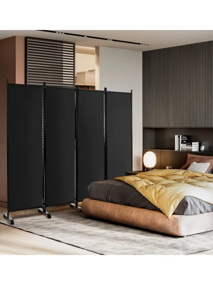 Paravent 4 tlg. 173 cm in Schwarz