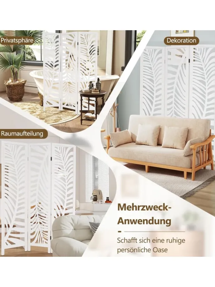 Paravent 170 x 121cm in Weiß